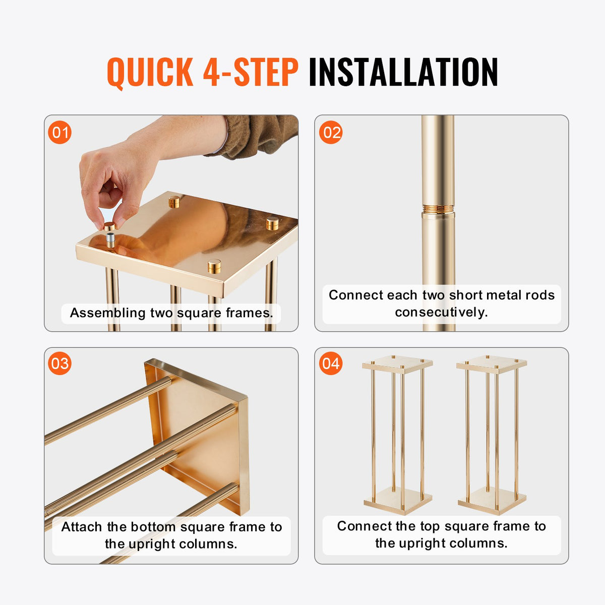 4PCS Gold Metal Column Wedding Flower Stand 31.5inch High With Metal Laminate - Image 4