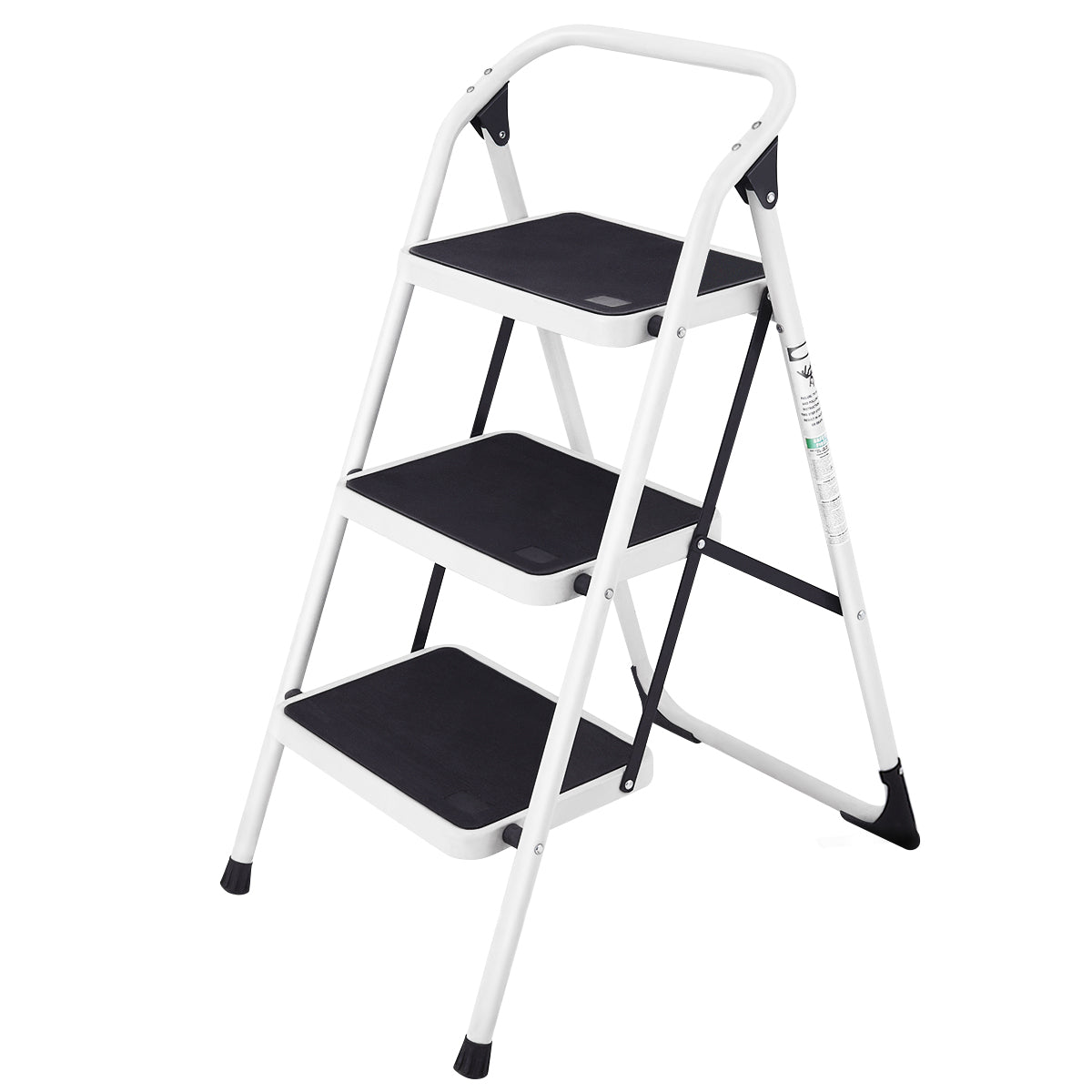 Folding 3 Step Ladder With Handgrip And Anti Slip Platform