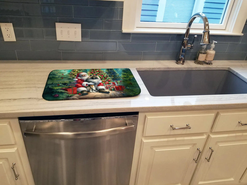 Keeshond and Santa Claus Dish Drying Mat Absorbent Dish Drying Mat Pad for - Image 2