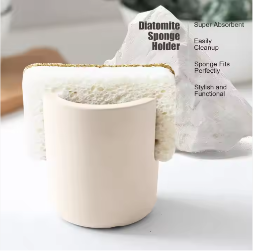 Diatom Mud Sponge Rack Kitchen & Bathroom Sink Caddy For Sponges Scrubbers