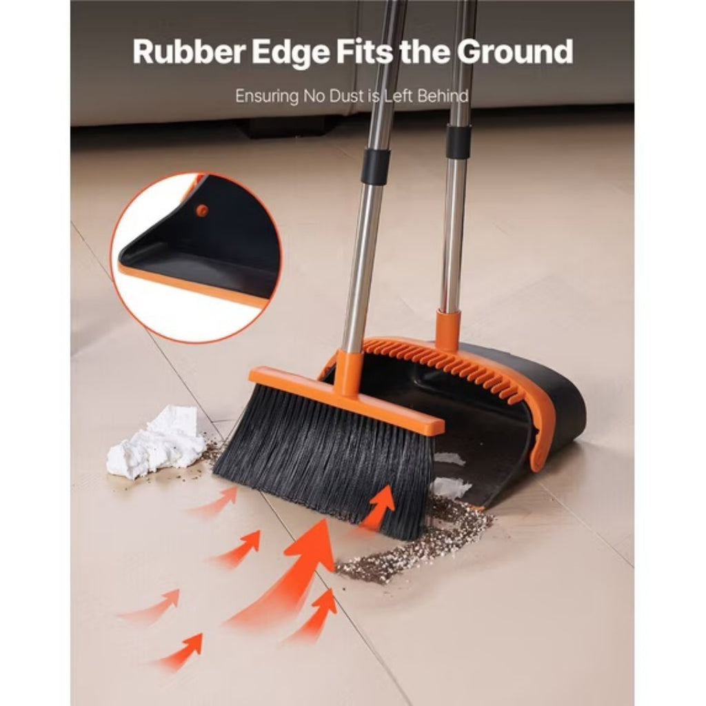 Broom And Dustpan Set 54.33 Inches Long Handle Upright Dustpan With