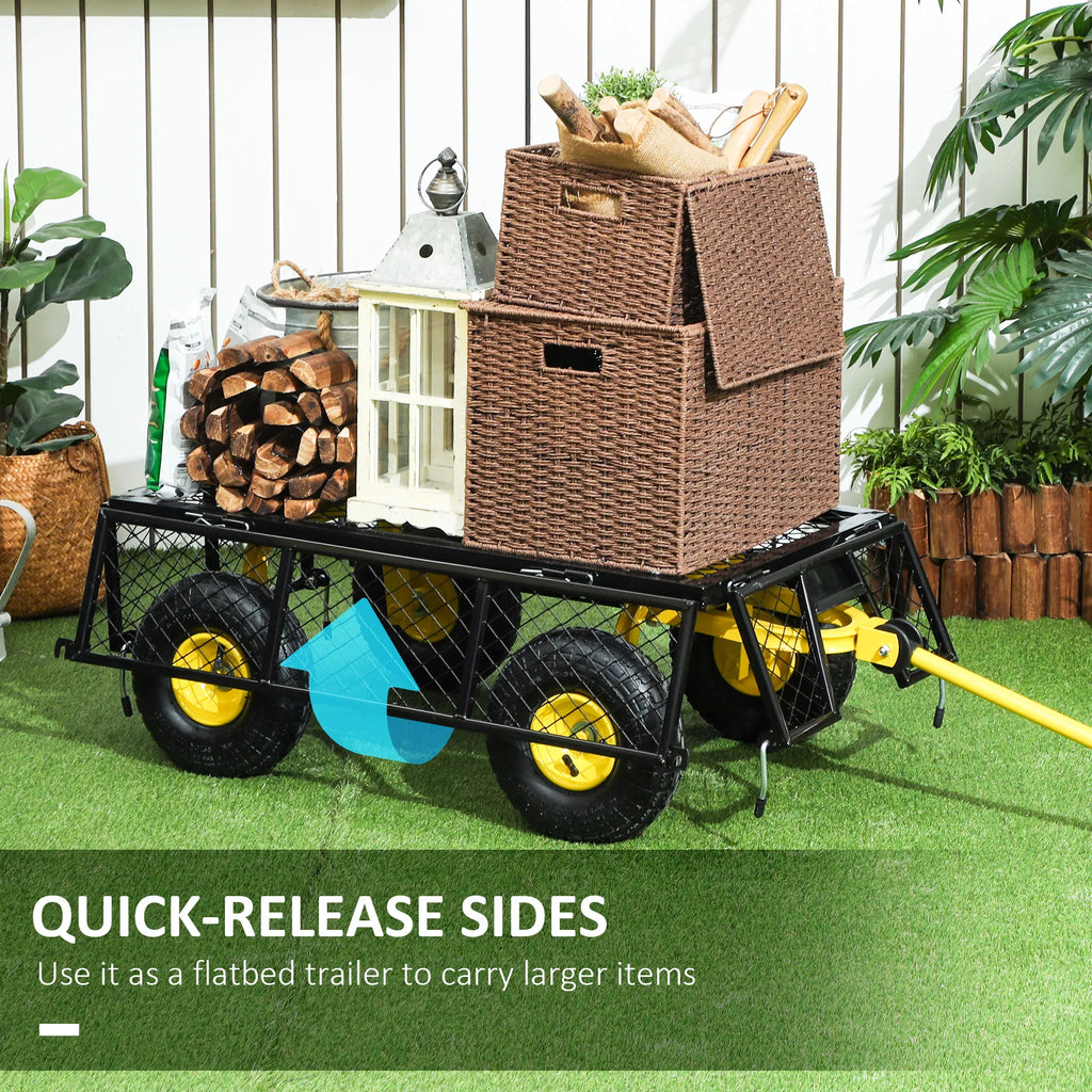 Steel Garden Cart Utility Wagon with Removable Sides 10" Wheels 180° - Image 3