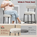 Set of 2 Barstools Upholstered Corduroy Bar Stools with Backrest Footrest for