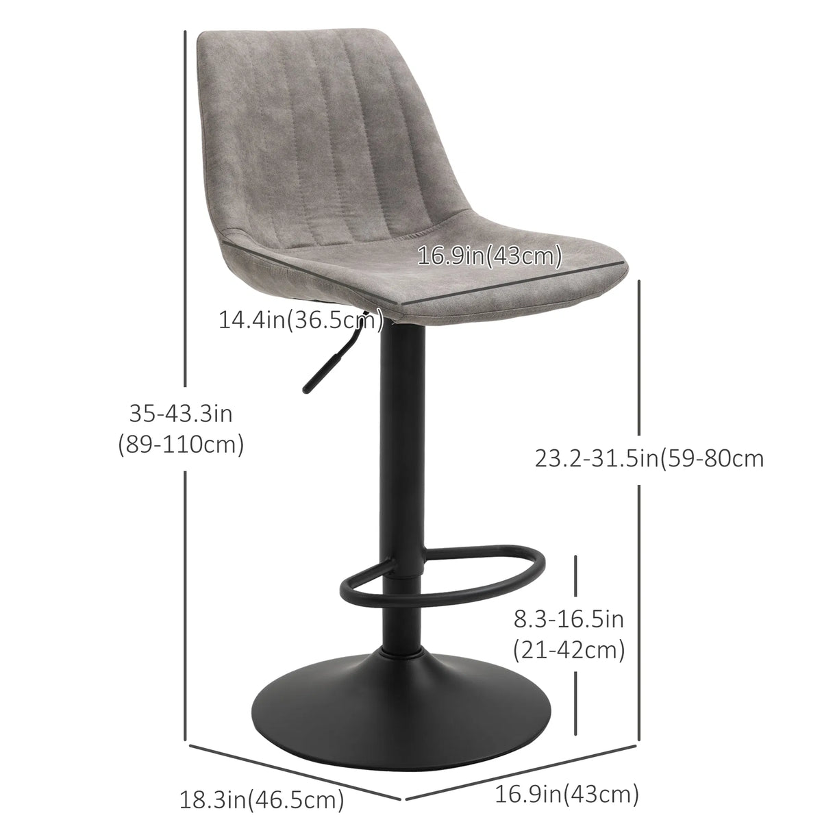 Adjustable Bar Stools Set of 2 Leathaire Swivel Barstools with Back and - Image 5