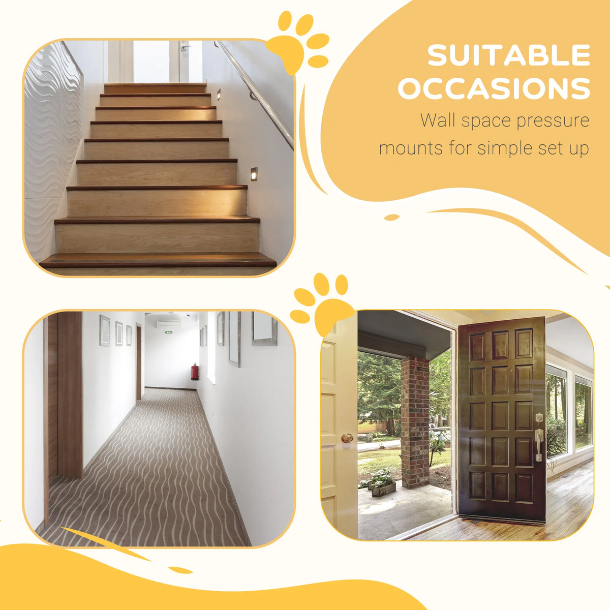 Extra Tall Dog Gate with Door Pressure Fit Auto Close Double Locking for - Image 3