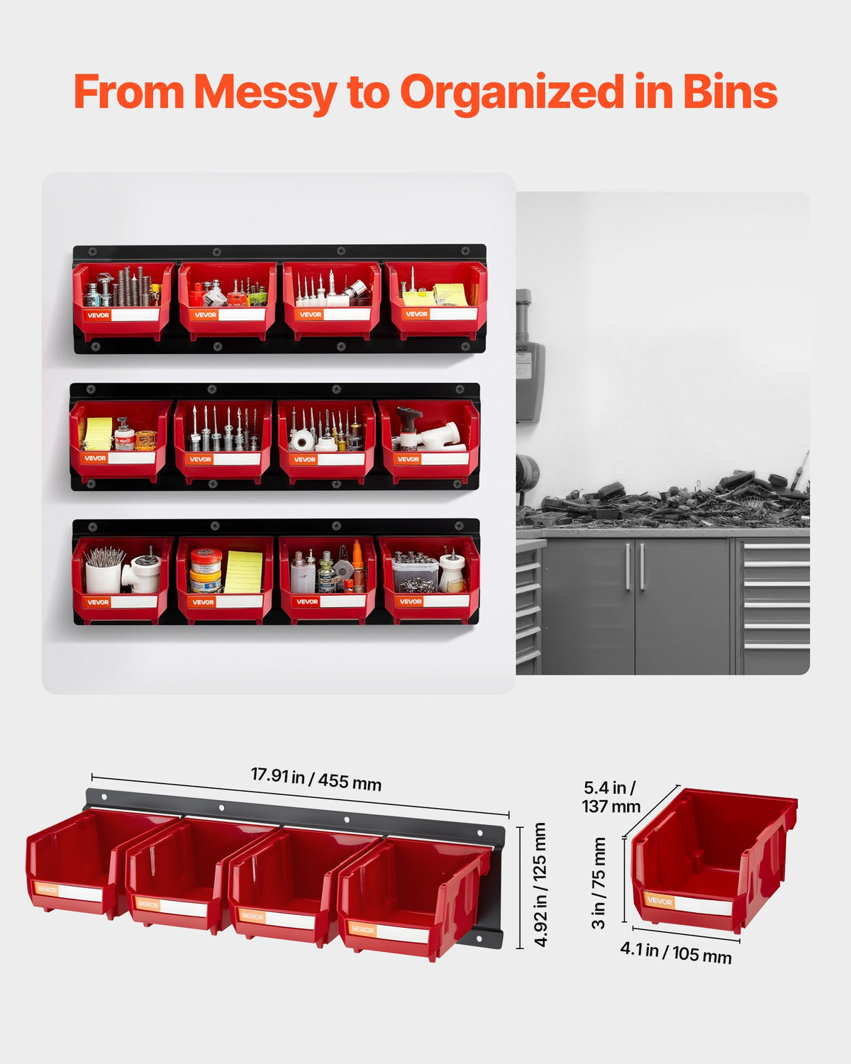 wall mounted storage bins 12 packaging and components