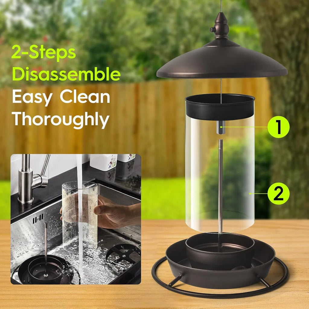 Metal Roof Bird Feeder Chew Proof for Outdoor Hanging Wild Bird Seeds. Bronze
