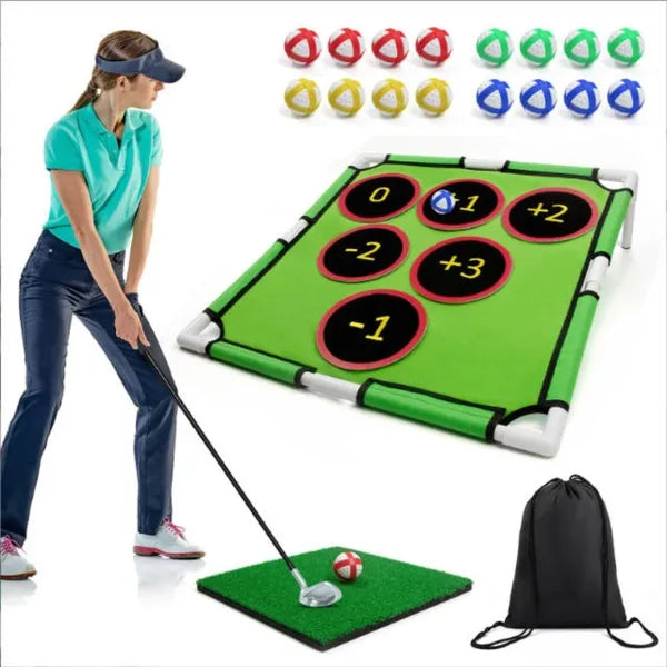 Golf Chipping Game Mat Set With Target Net Indoor Outdoor Practice Game With - Image 3