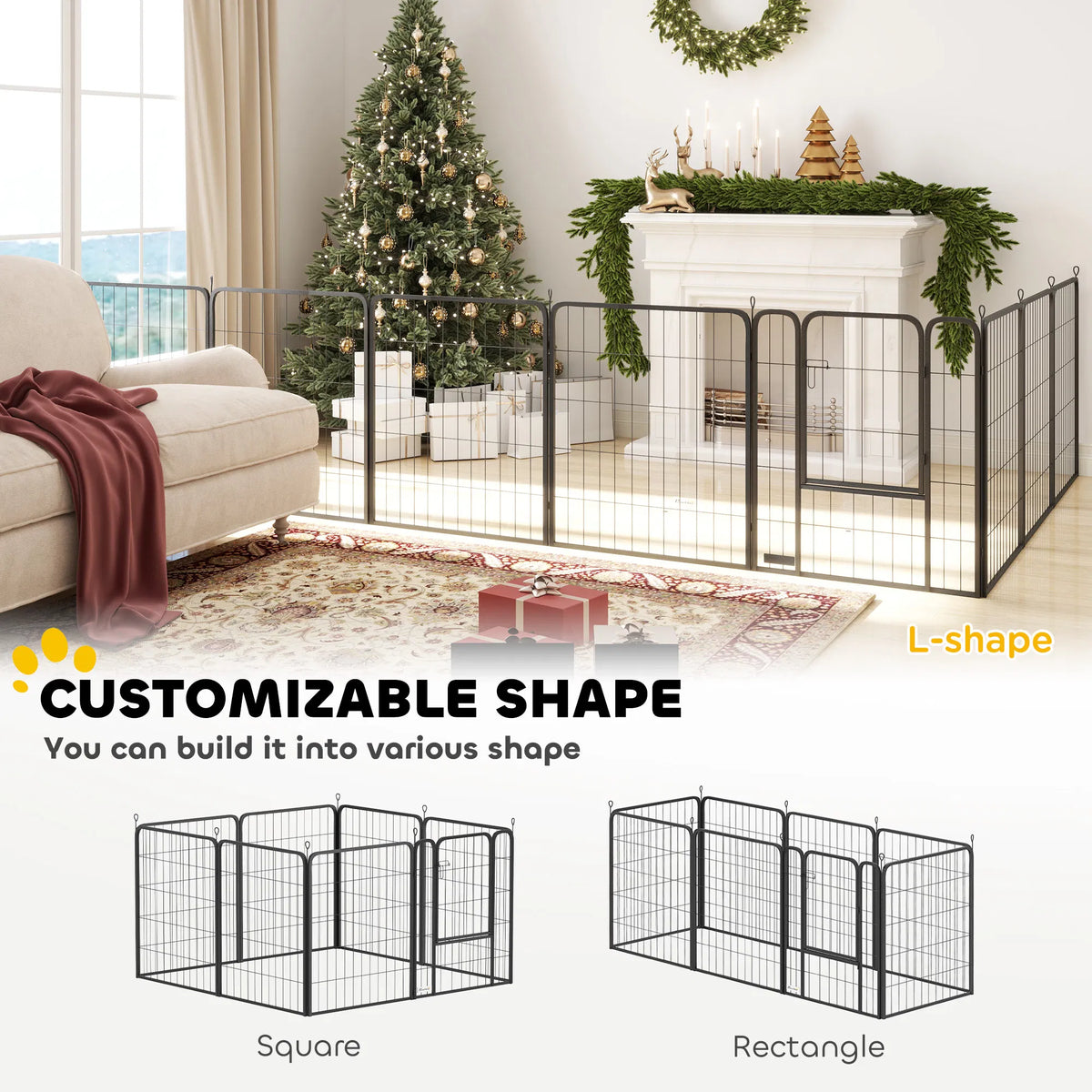 31.5" Dog Playpen Indoor Outdoor Portable Foldable 8 Panels Pet Playpen with - Image 4