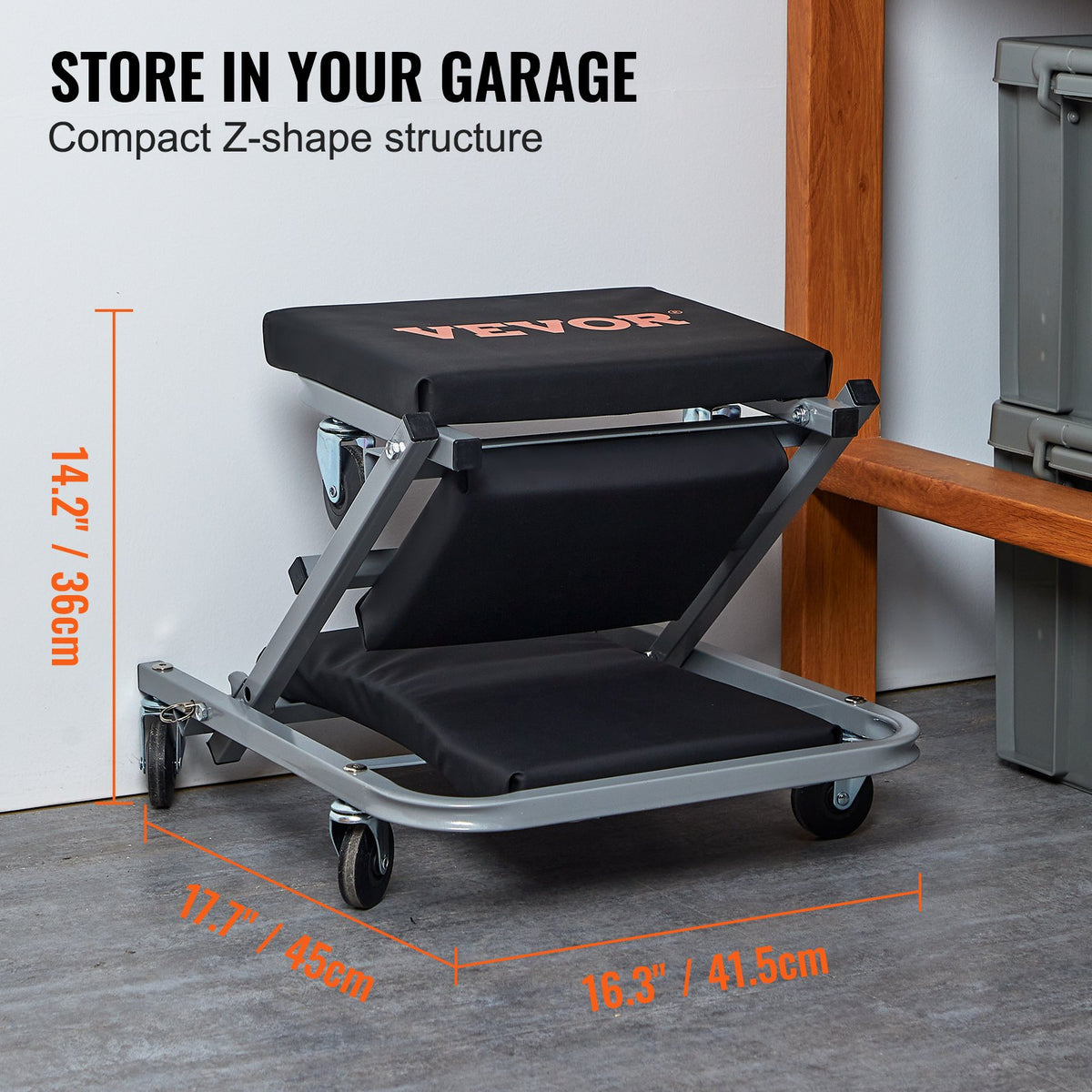 Z Creeper Seat 2 In 1 Rolling Folding Car Creeper/Stool 300 Lbs Capacity - Image 5