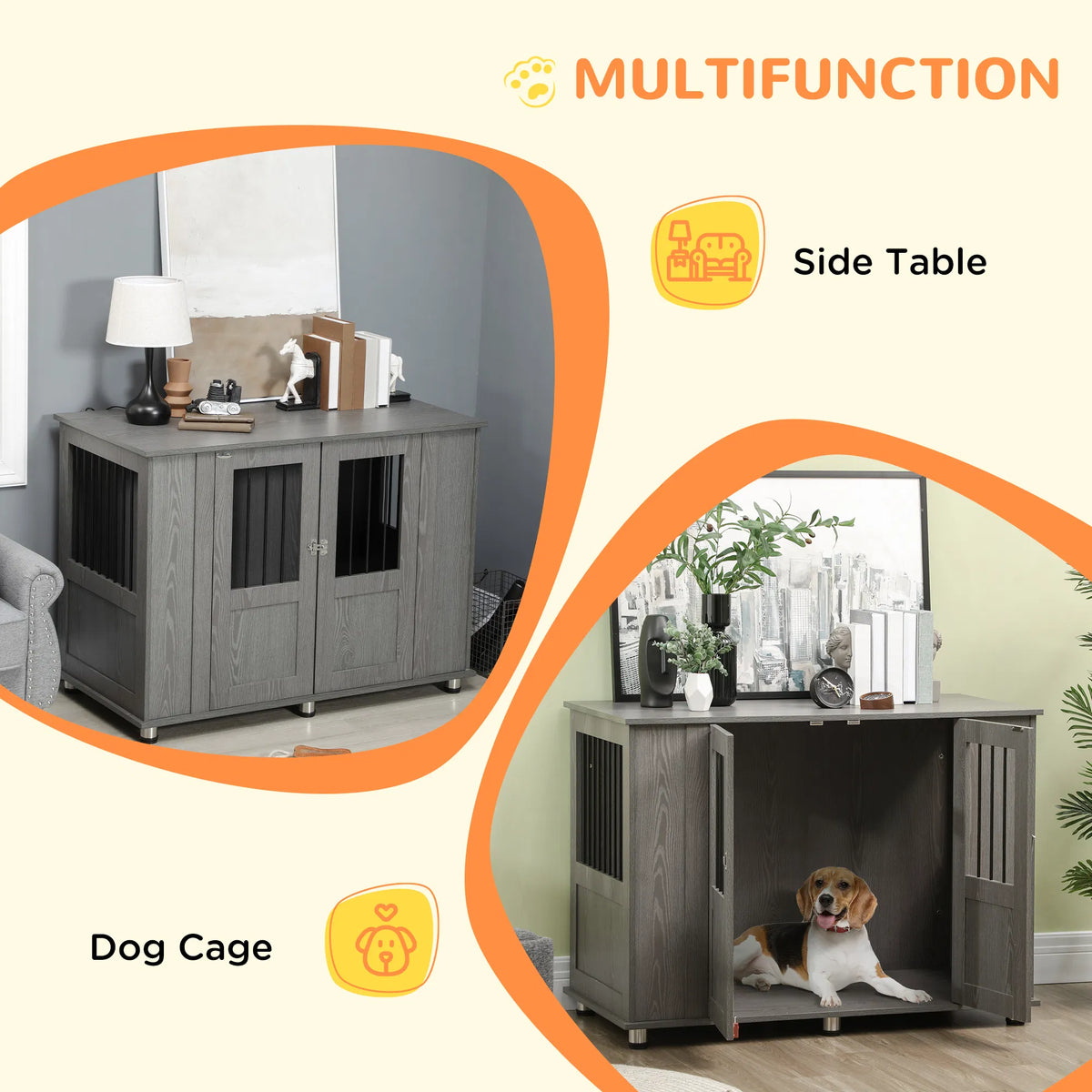 Dog Crate Furniture with Lockable Magnetic Door Adjustable feet for Extra