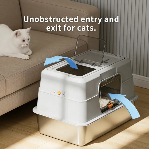 2025 Must Buy Fully Enclosed Stainless Steel Cat Litter Box Odor Proof - Image 4
