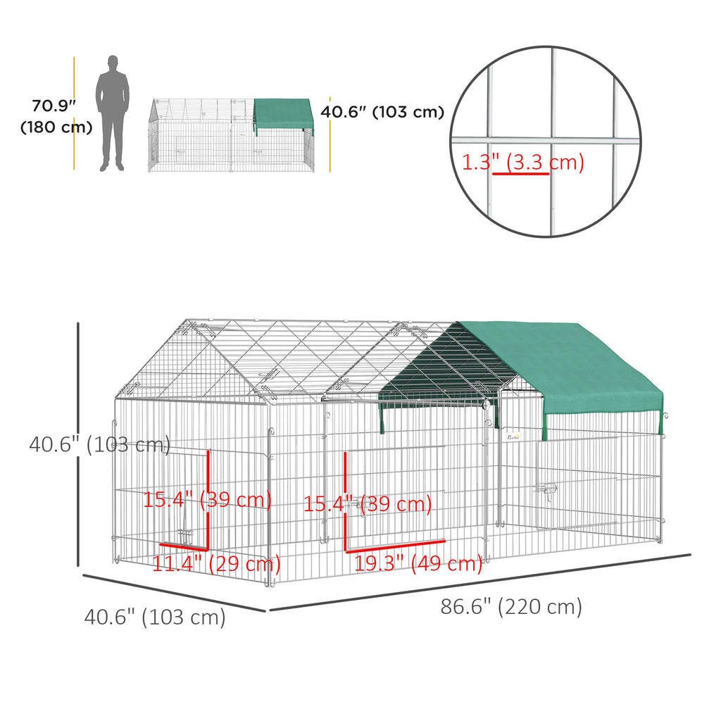 87x41x41 IN Catio Rabbit Guinea Pig Cage Chicken Coop Run Small Animal - Image 5