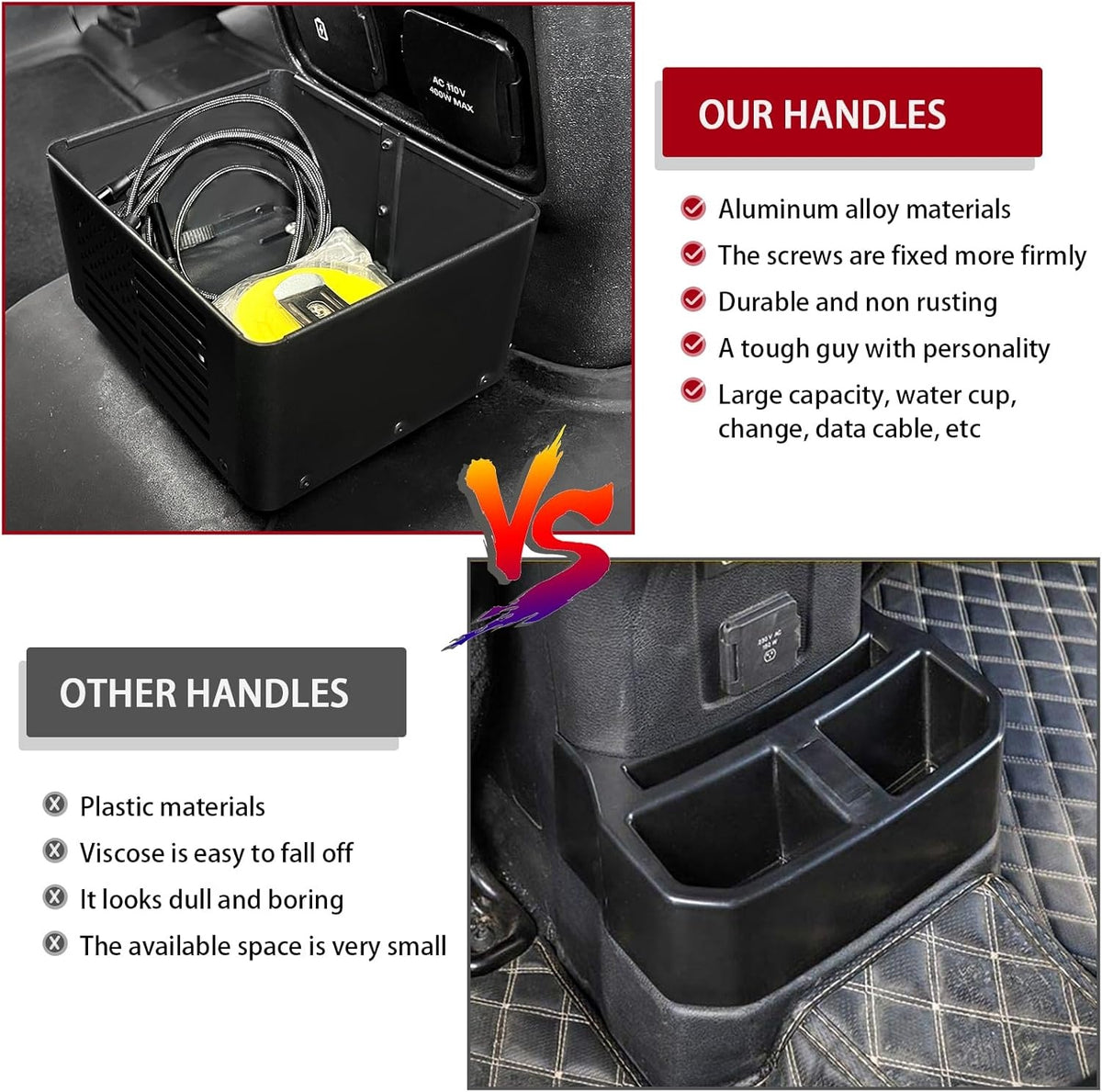metal rear seat cup holder packaging and components
