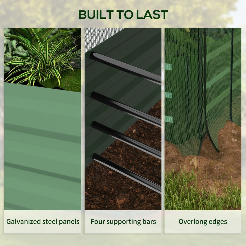 Green Raised Garden Bed with Crop Cage and Shade Cloth