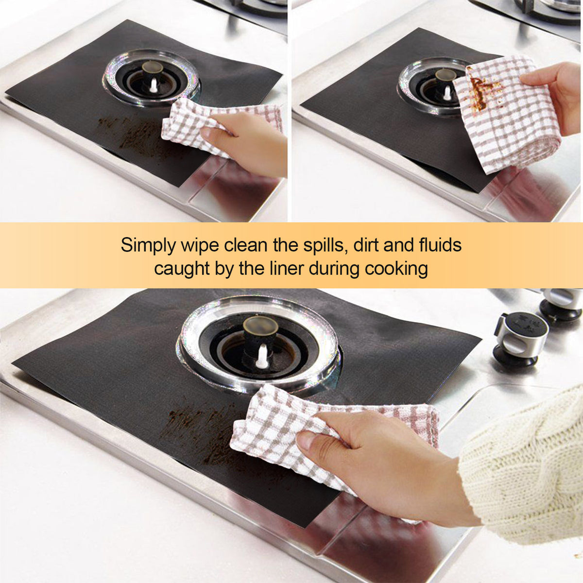 4 Pack Reusable Nonstick Stovetop Burner Protector Liner