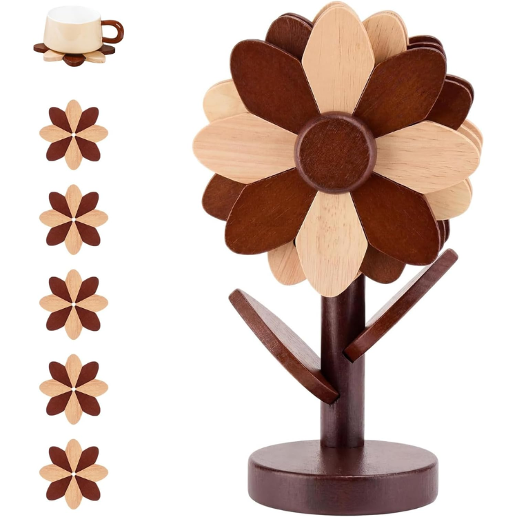 Wooden Flower Tree Trivet Decorative Hot Pad For Kitchen Heat Resistant Dish - Image 3