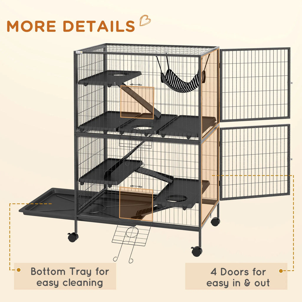 5 Tier Rolling Small Animal Cage Deluxe Guinea Pig Cage Ferret Cage for Mink - Image 3