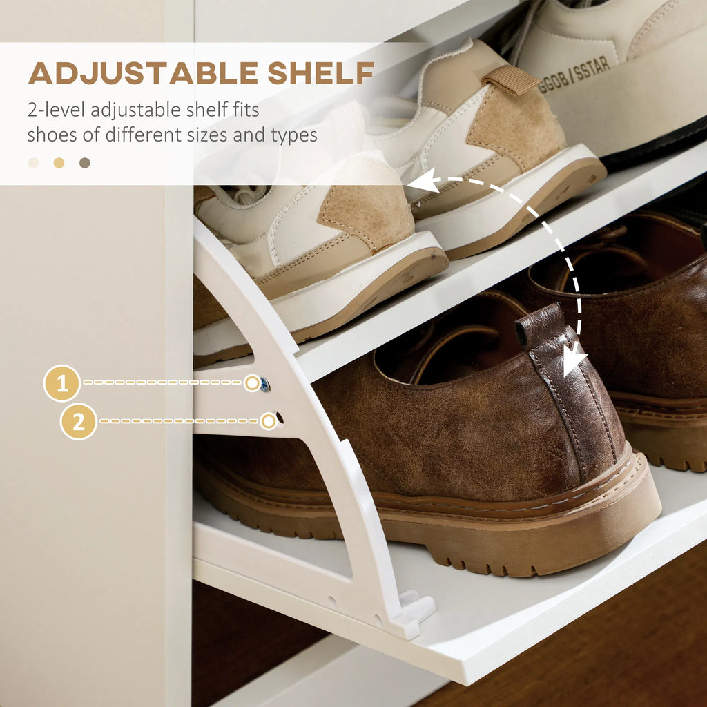 Narrow Shoe Storage with 2 Flip Drawers and Adjustable Shelves Shoe Cabinet - Image 2