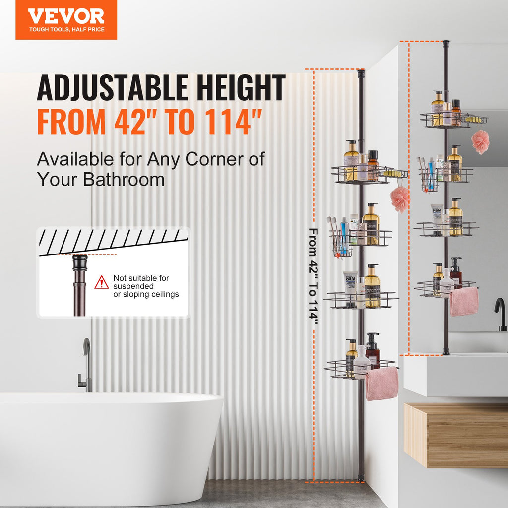 shower corner caddy tension pole packaging and components