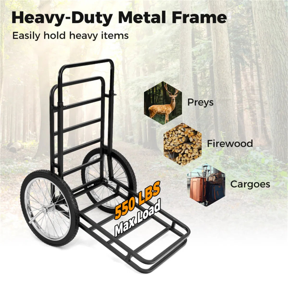 Black Game Cart with Double Layer Structure 2 Level Adjustment 550 lbs - Image 2