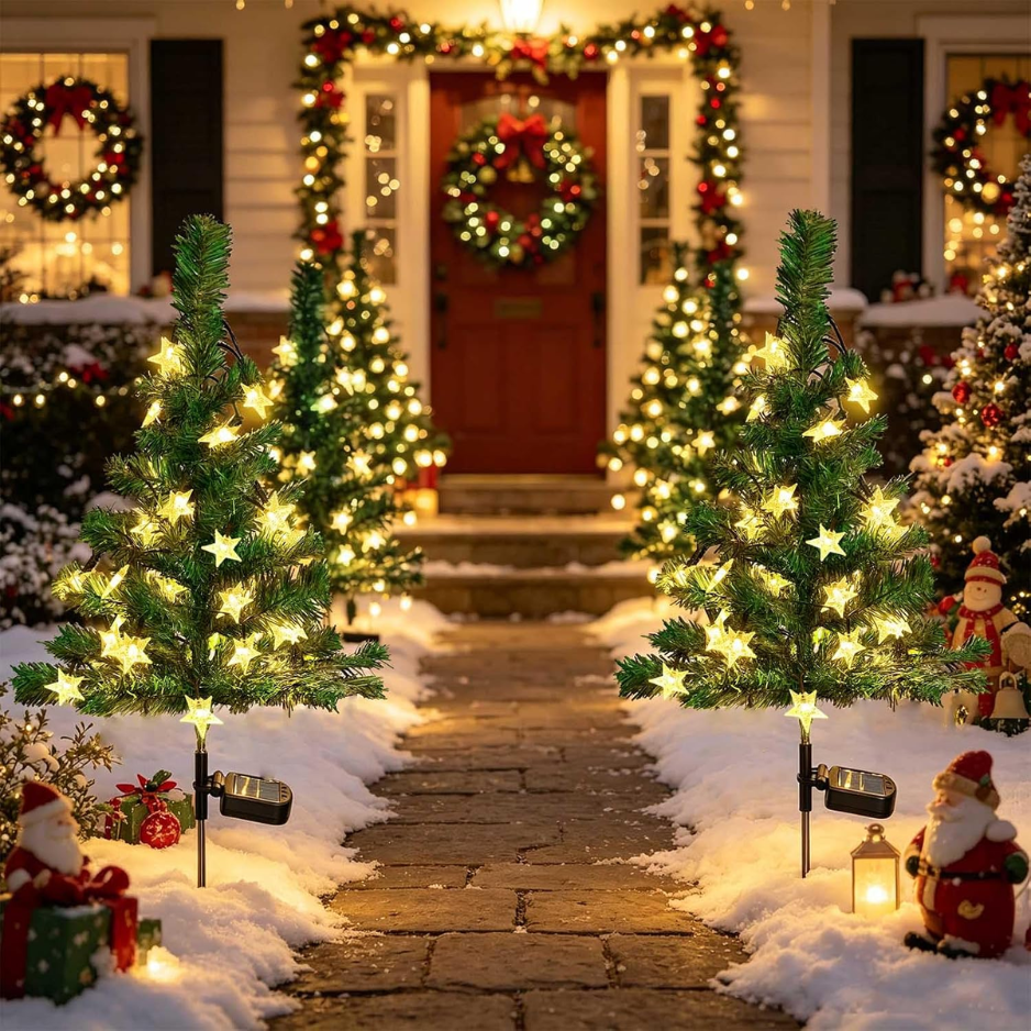Pack Solar Christmas Tree Garden Stake Lights Waterproof Outdoor Decorations - Image 5