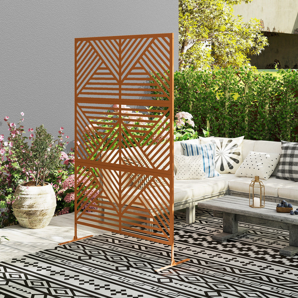 Decorative Privacy Fence Screen Metal Outdoor Privacy Screen Climbing Plant Trellis with Stand Rhombus Brown - Additional Product View 8