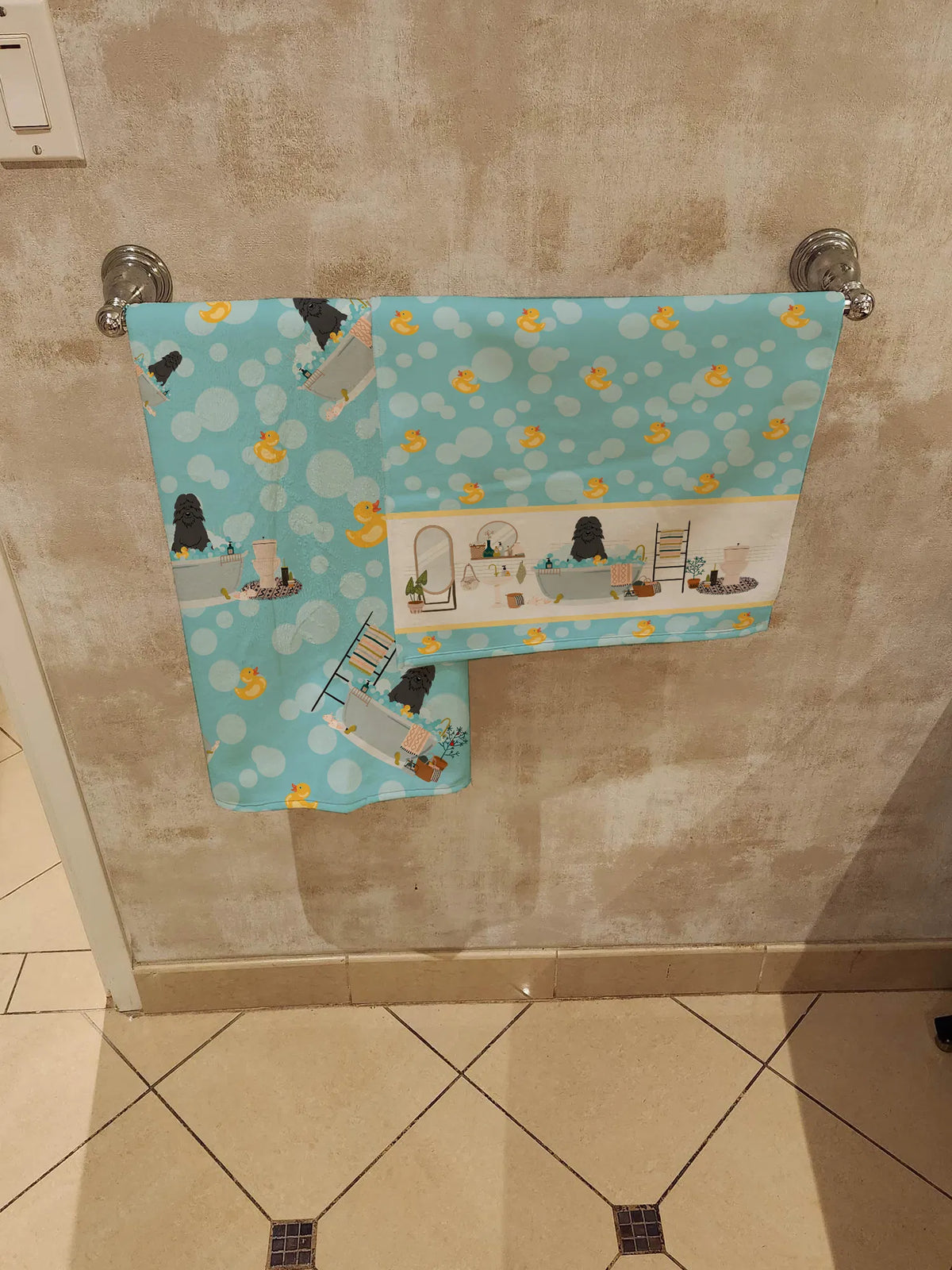 Bouvier Des Flandres In Bathtub Bath Towel Large Oversized Plush Fitness Body - Image 2