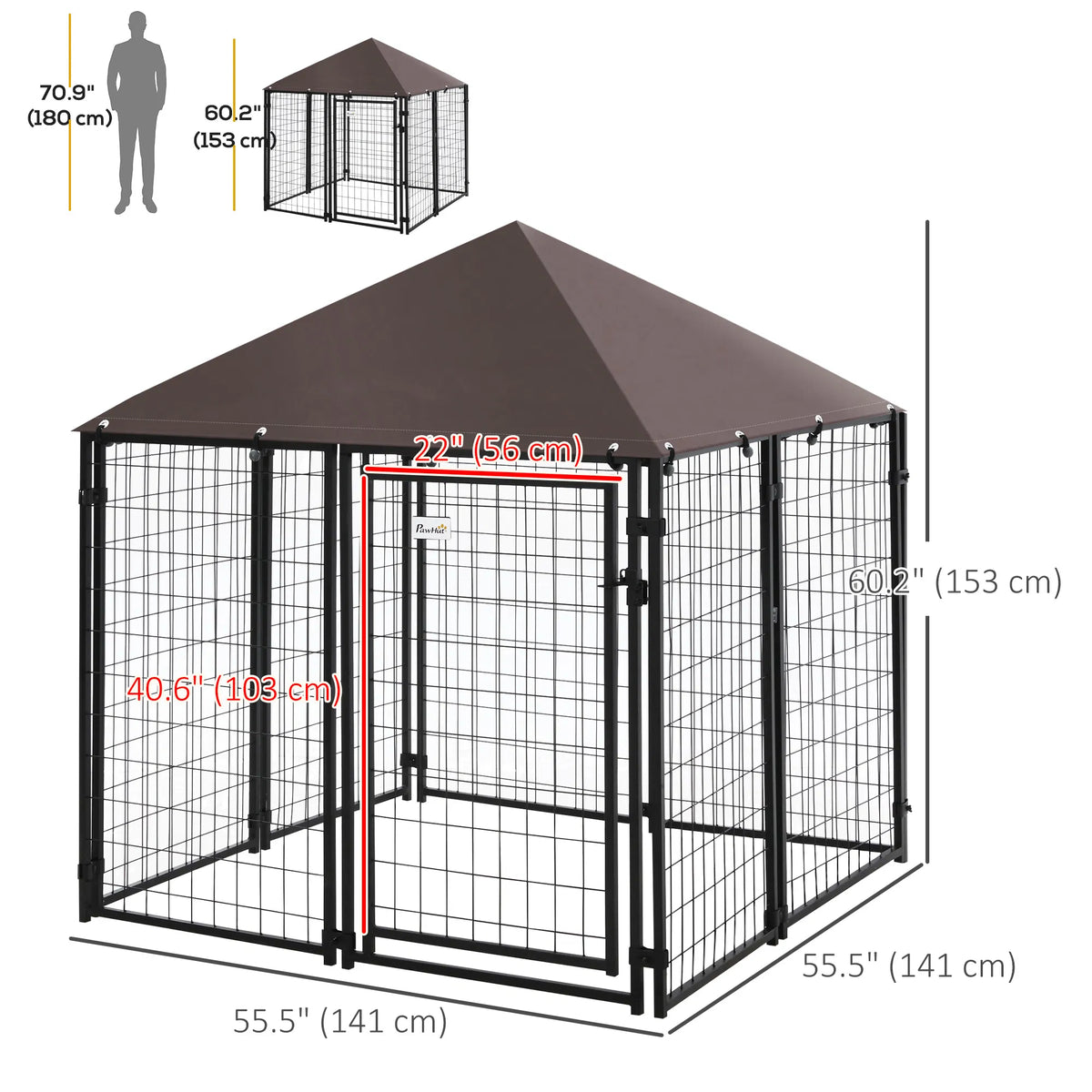 Outdoor Dog Kennel Welded Wire Steel Fence Lockable Pet Playpen Crate with - Image 3