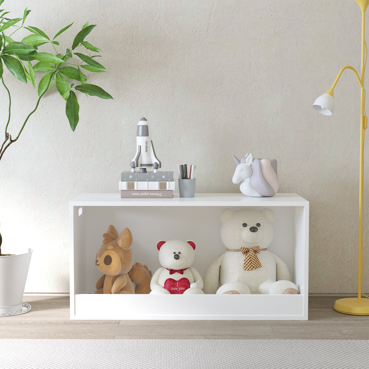 White Open Toy Storage Box