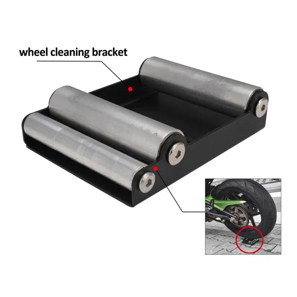Motorcycle Wheel Cleaning Stand With Motorcycle Bike Cleaning Brush Kit - Image 3