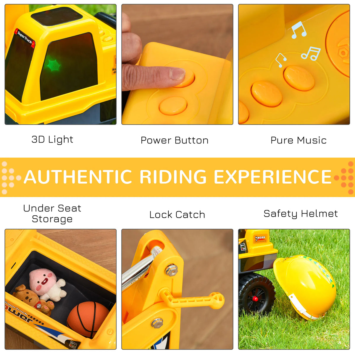 No Power Ride On Excavator Construction Digger Multi Functional Truck Toy with - Image 4