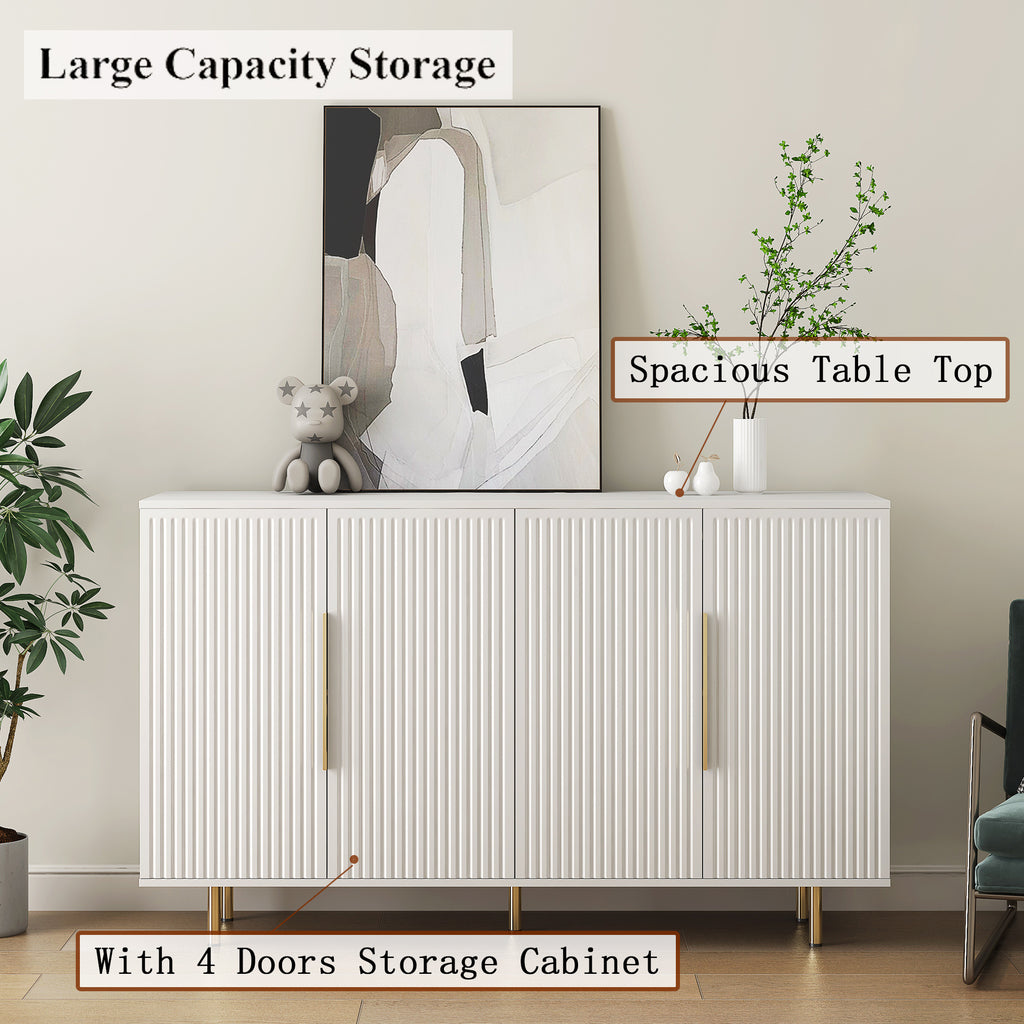 White Modern Fluted Buffet Cabinet