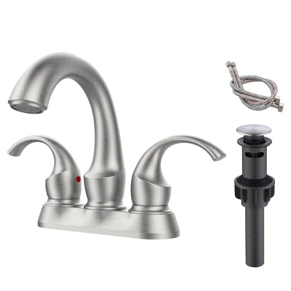 Bathroom Faucet 2 Handle Brushed Nickel with Aerator Swan Style 4 inch - Image 3