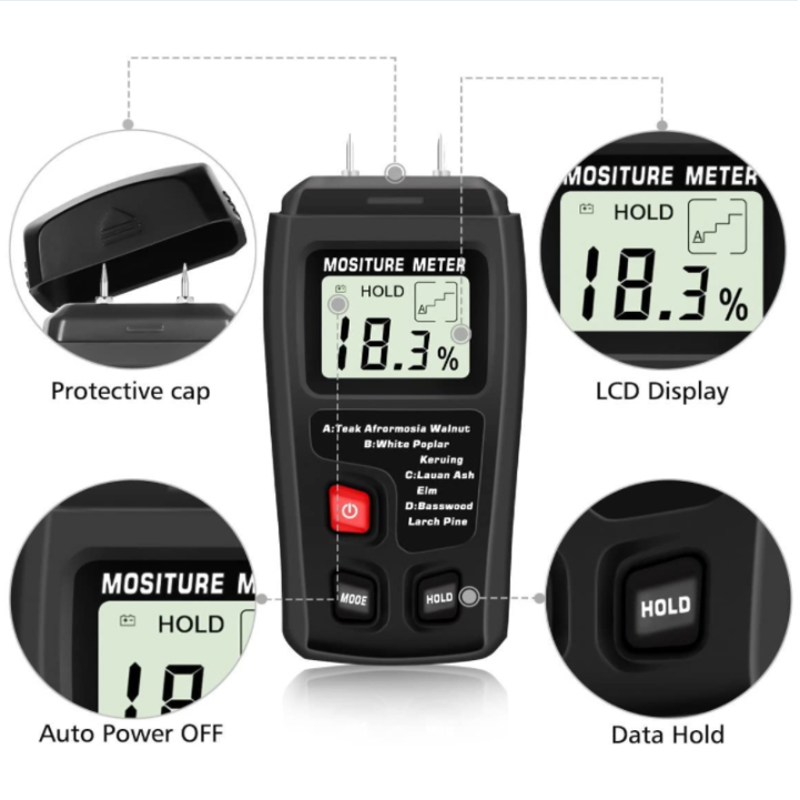 Digital LCD Wood Meter Detector Tester Wood Firewood Paper Cardboard - Image 3