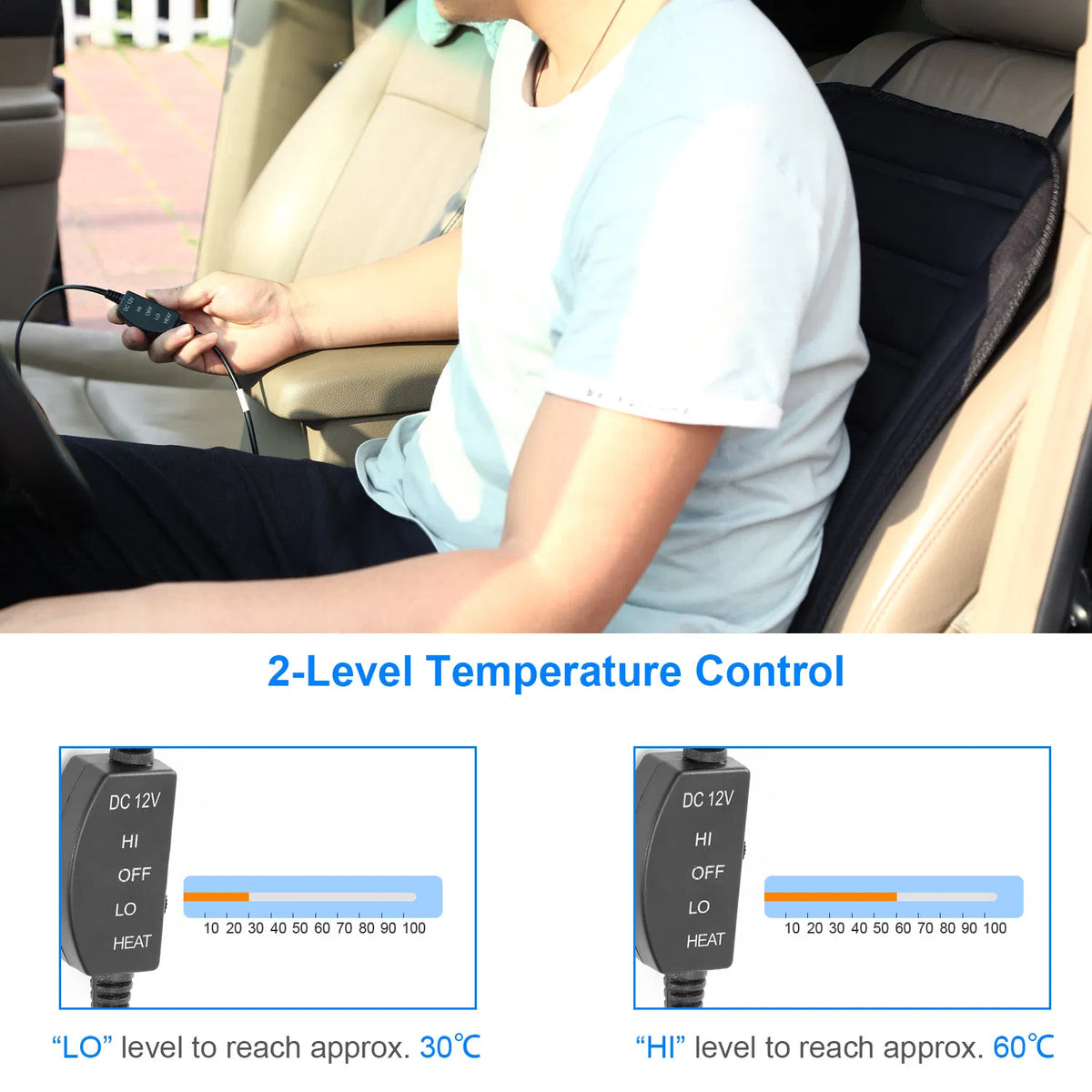 Heated Car Seat Cushion 12V Auto Seat Cover Warmer with Adjustable Temperature - Image 2
