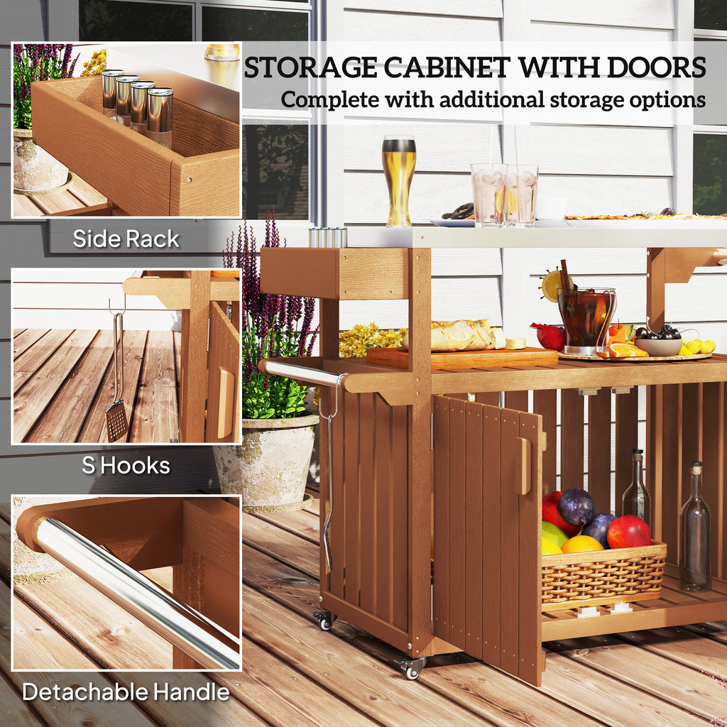 mobile outdoor bbq prep table in use lifestyle