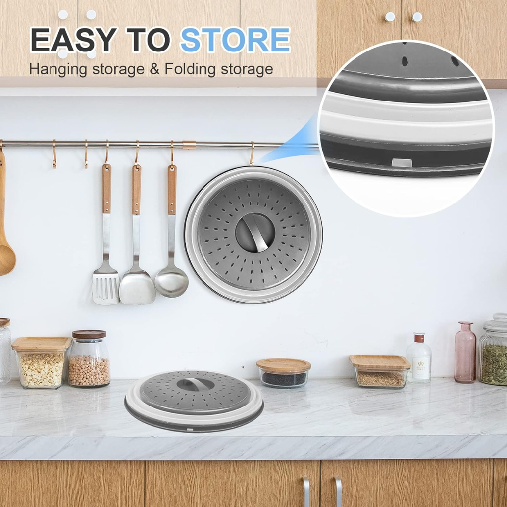 10 Inch Microwave Food Cover & Collapsible Silicone Mat Splatter Guard Plate - Image 2