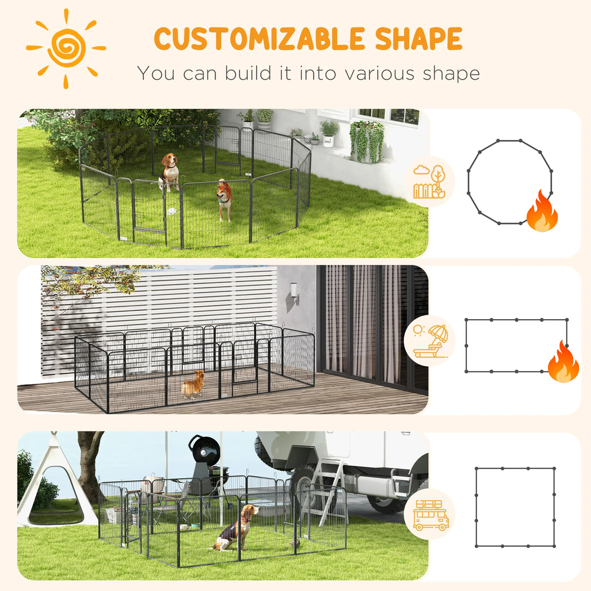 Dog Pen with Gate 12 Panels Puppy Playpen Dog Fence 31.5"H - Image 5
