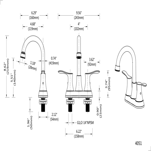 Bathroom Faucet Brushed Nickel 4" 2 Handle centerset basin faucet with Pop up - Image 3