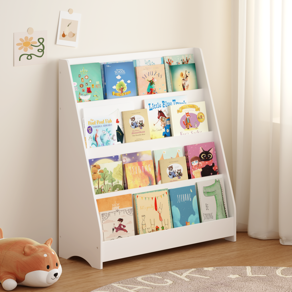 4 Tier Kids Bookshelf Toddler Book Display Shelves Helps Keep Bedrooms - Image 5