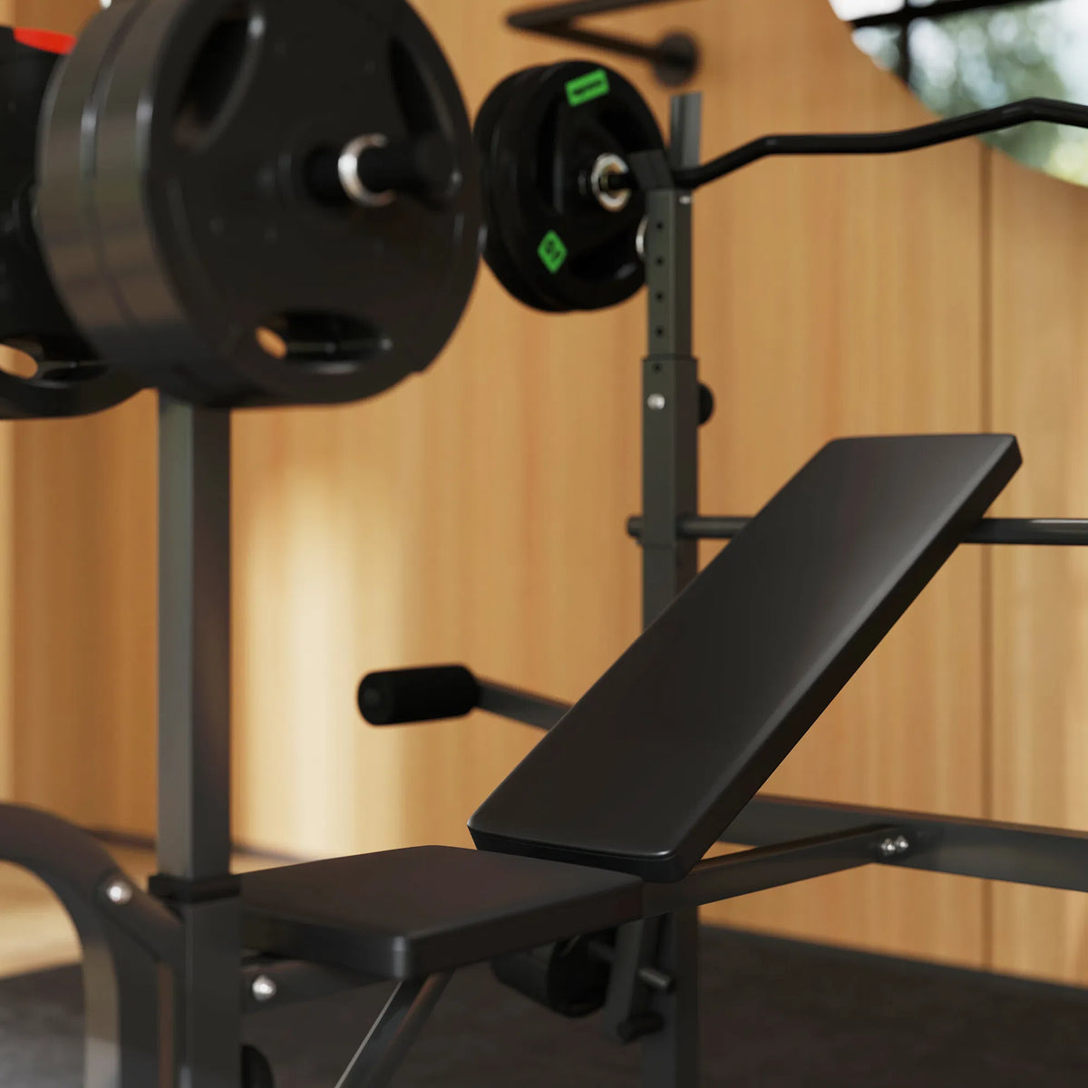 Adjustable Weight Bench with Press Rack Preacher Curl & Lat Pull Down - Image 5