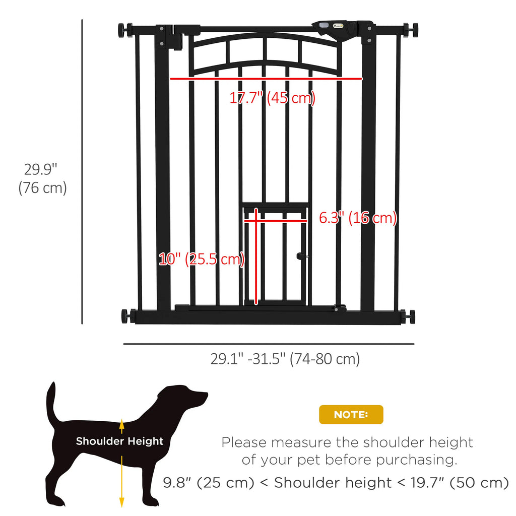 Auto Close Pet Gate Stair Gate with Cat Door Double Locking for Doorways - Image 5