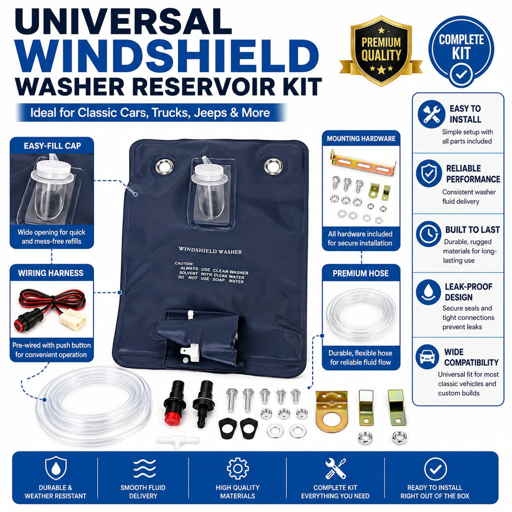 Universal Classic Car Windshield Washer Bag Kit 12V Complete Accessories - Image 5