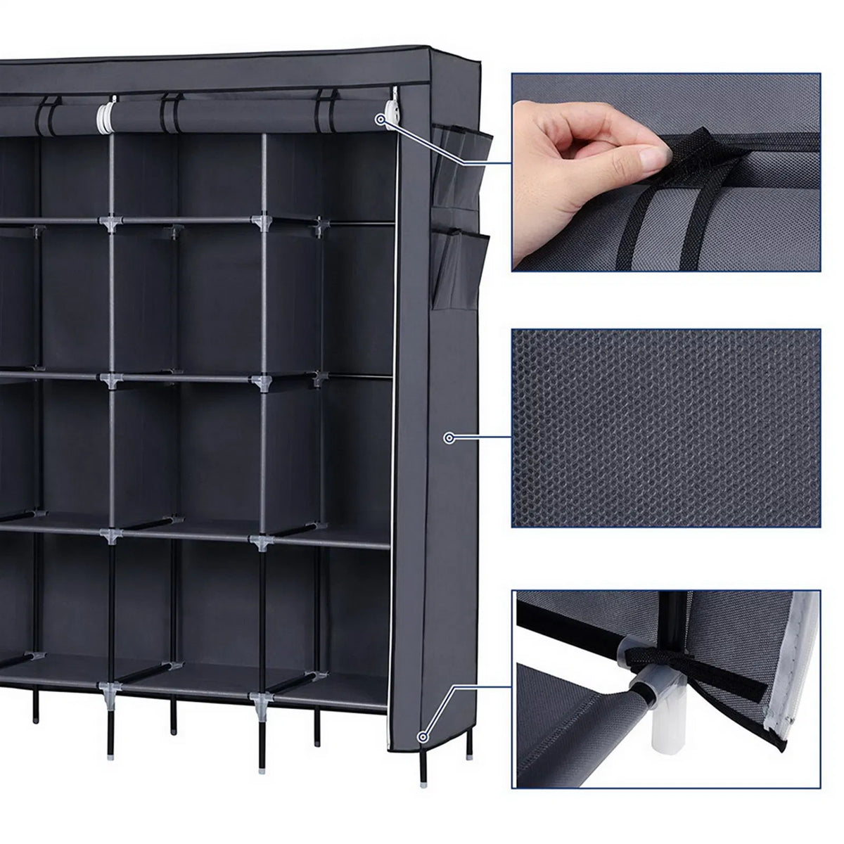 67" clothes closet portable wardrobe detail and structure