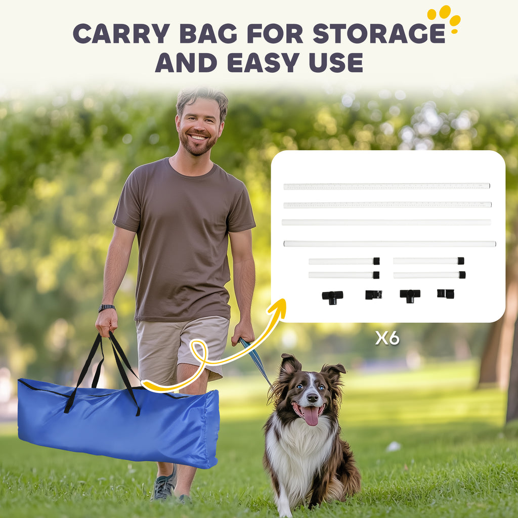 6 Piece Dog Agility Set with Adjustable Height Jump Bars Carry Bag Displacing - Image 2