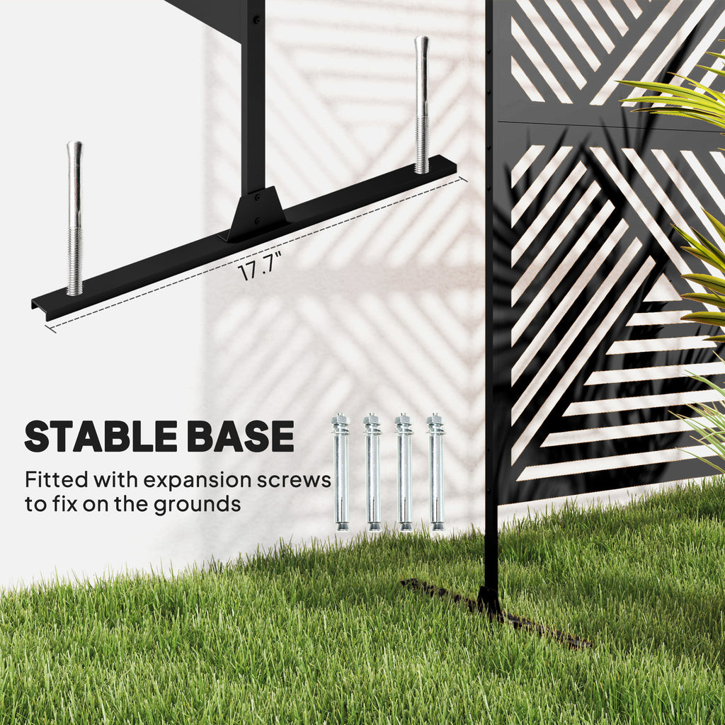 Decorative Metal Outdoor Plant Trellis Screen with Stand Rhombus Pattern (Black) - Additional Product View Plant Trellis Screen