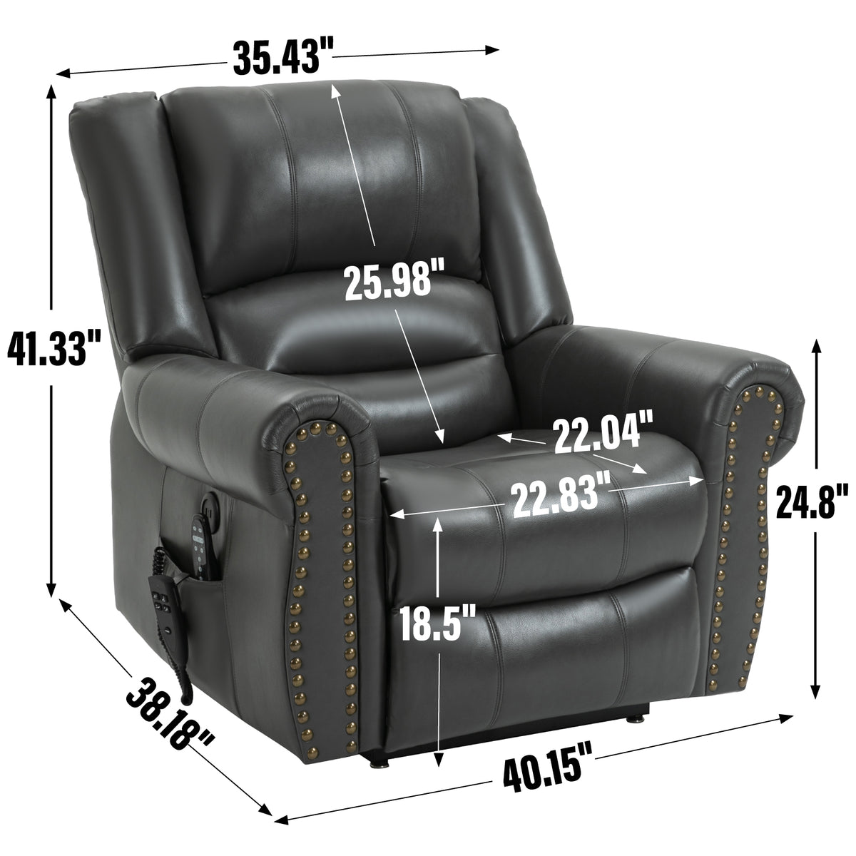 Power Lift Recliner Chair Heat Massage Dual Motor Infinite Position Up to 350 - Image 2
