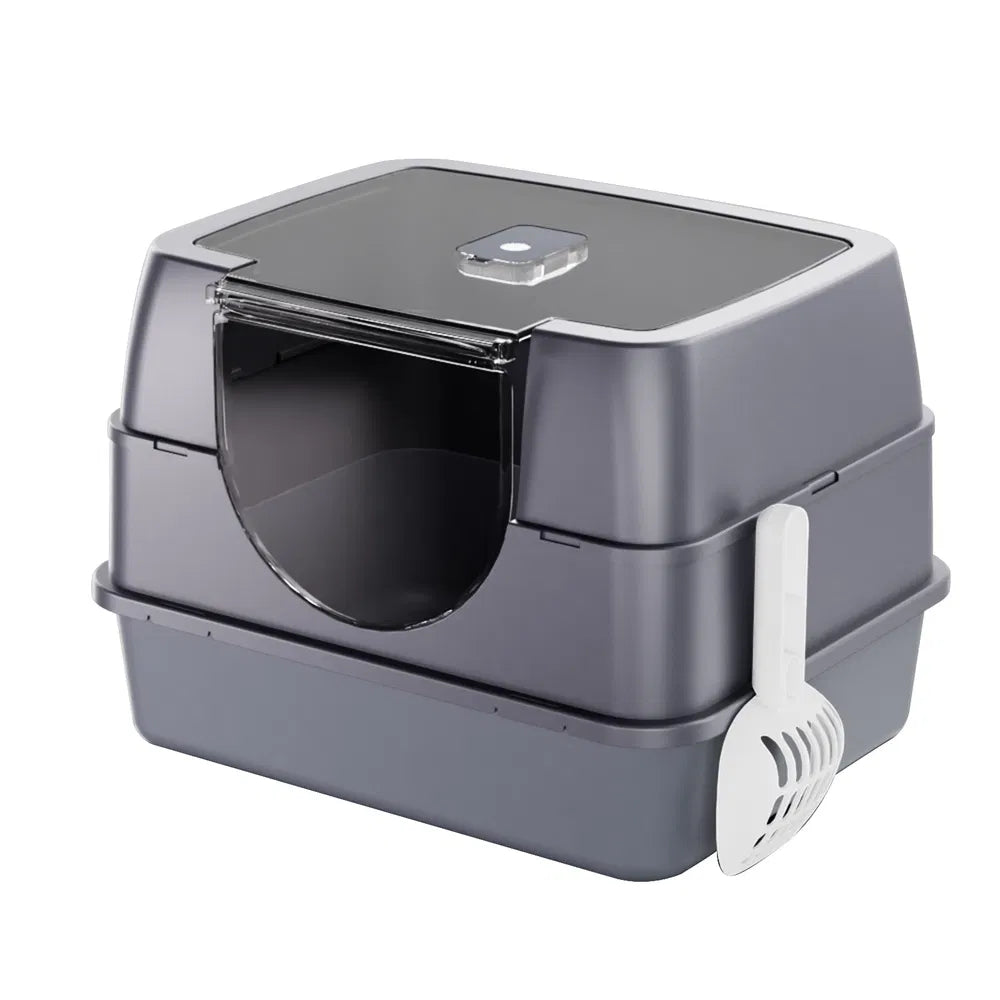 Enclosed Cat Litter Box Orange Odor Locking Spacious For Large Cats A - Image 3