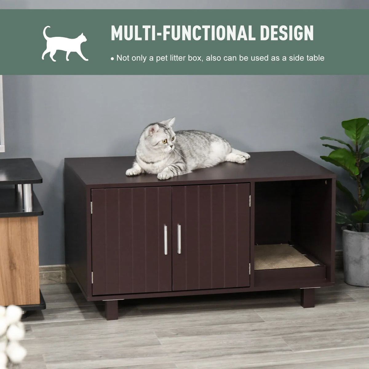 Cat Litter Box Enclosure Hidden Litter Box Furniture Cat House End Table - Image 4